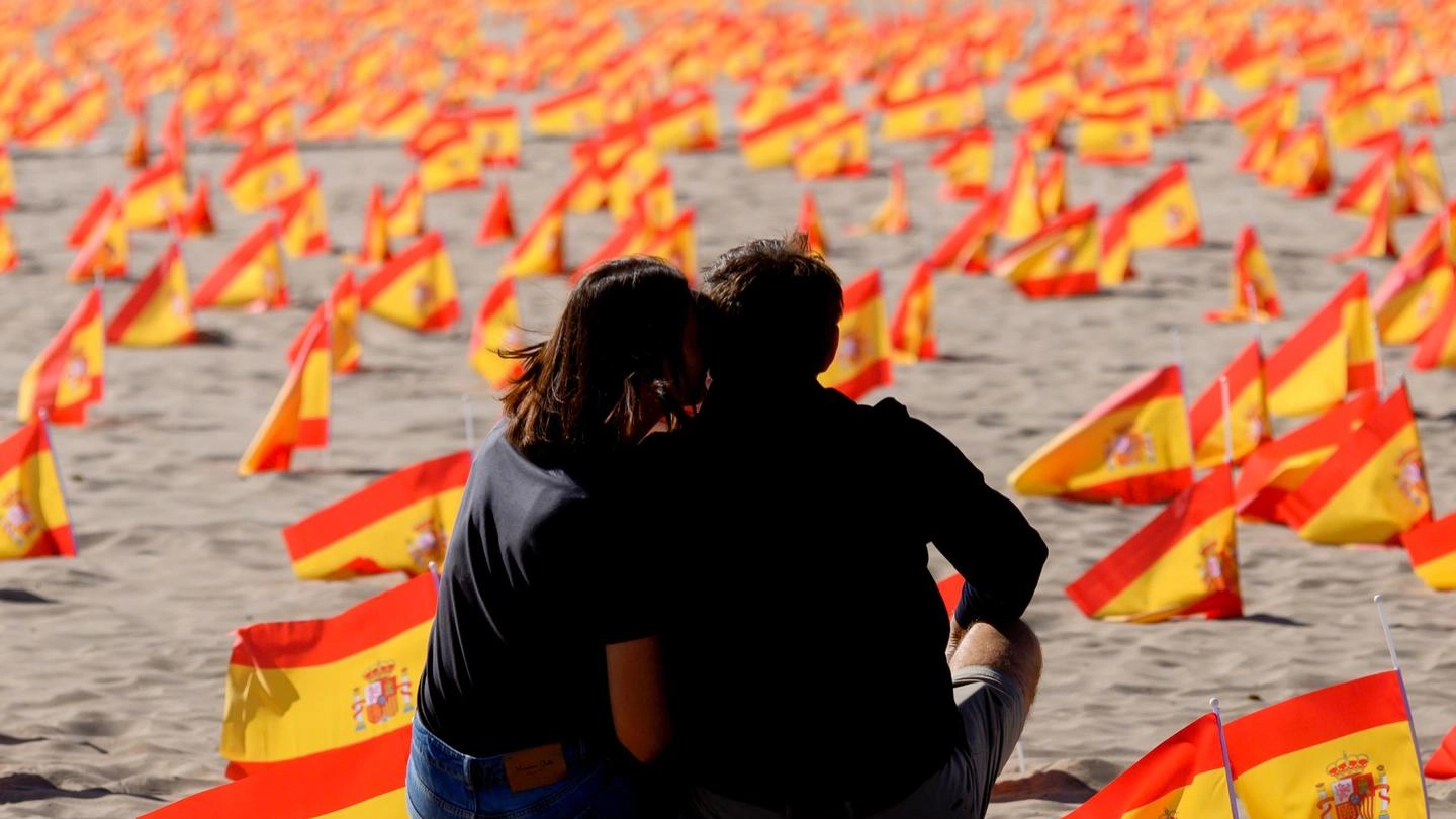 Spagna, 53 mila bandierine per ricordare le vittime (Ansa)