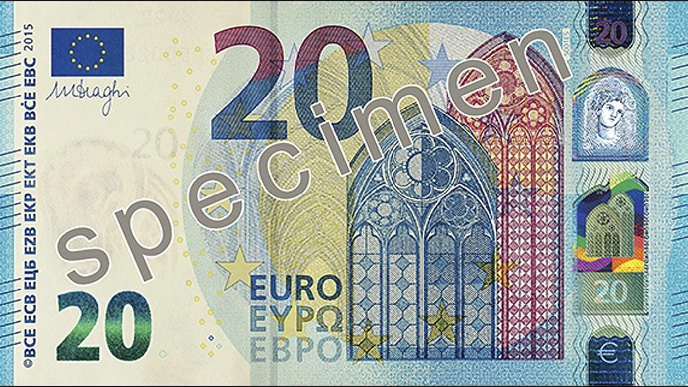 La nuova banconota da 20 euro, serie Europa (Ansa)