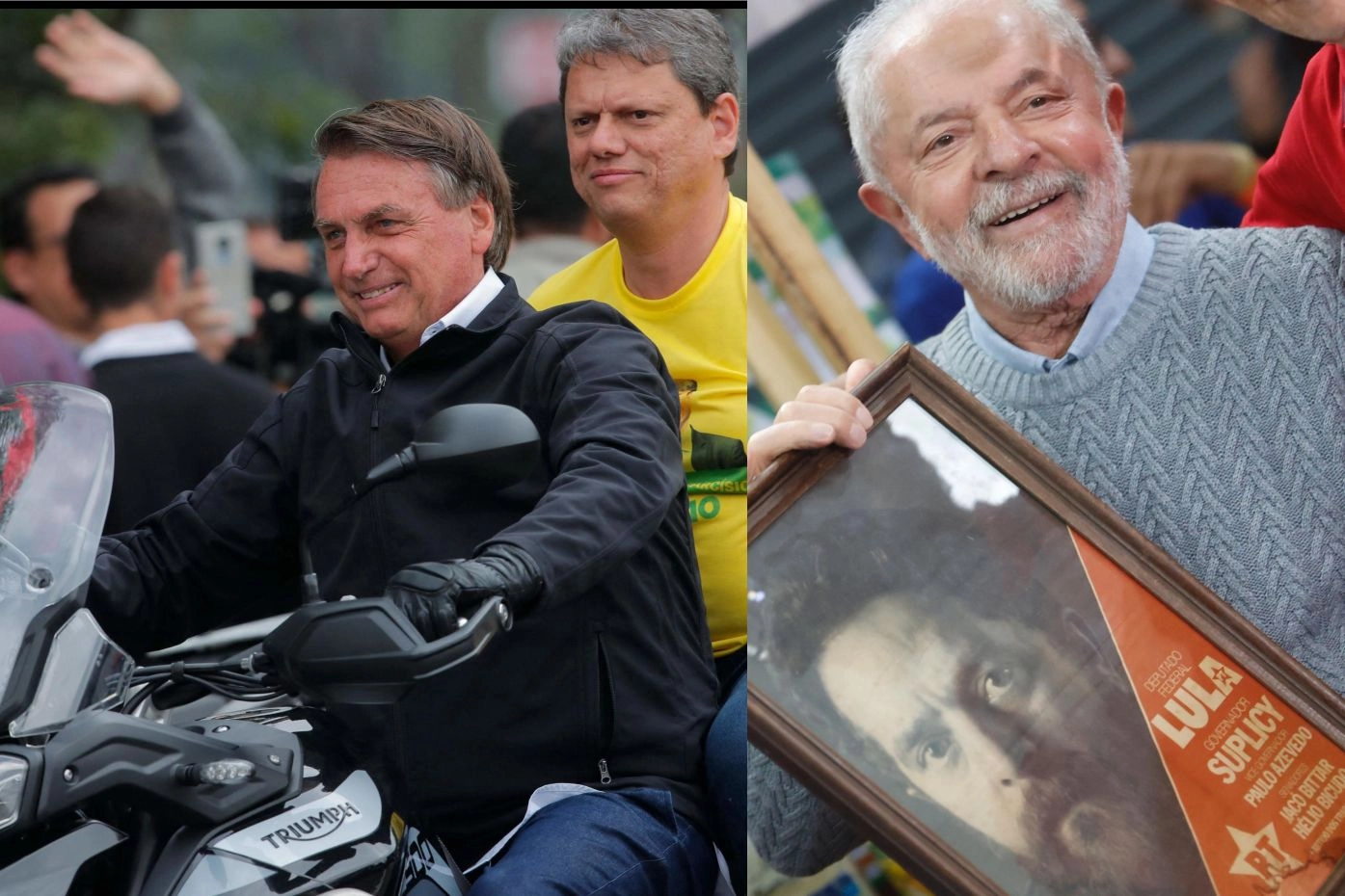 Da sinistra: il presidente brasiliano Bolsonaro e il suo sfidante Lula