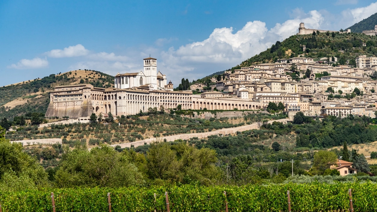 Assisi con la basilica di San Francesco