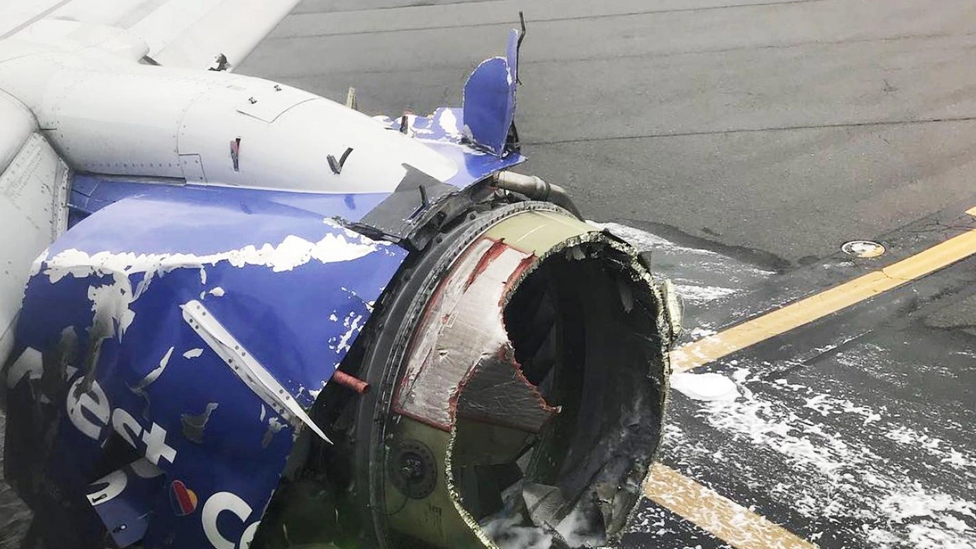 Il motore del volo Southwest Airlines esploso in volo (Ansa)