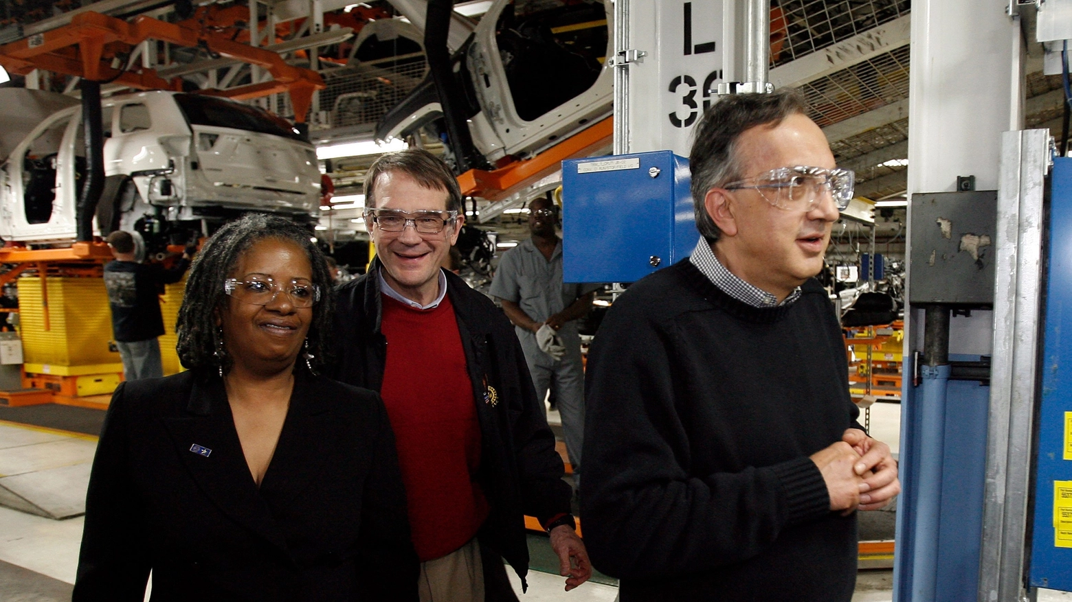 Marchionne durante una visita alla fabbrica Chrysler di Detroit 
