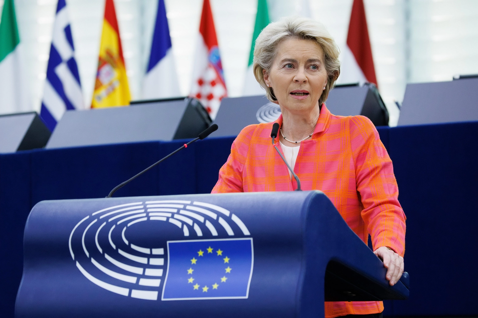 Ursula Von Der Leyen alla sessione plenaria del Parlamento europeo