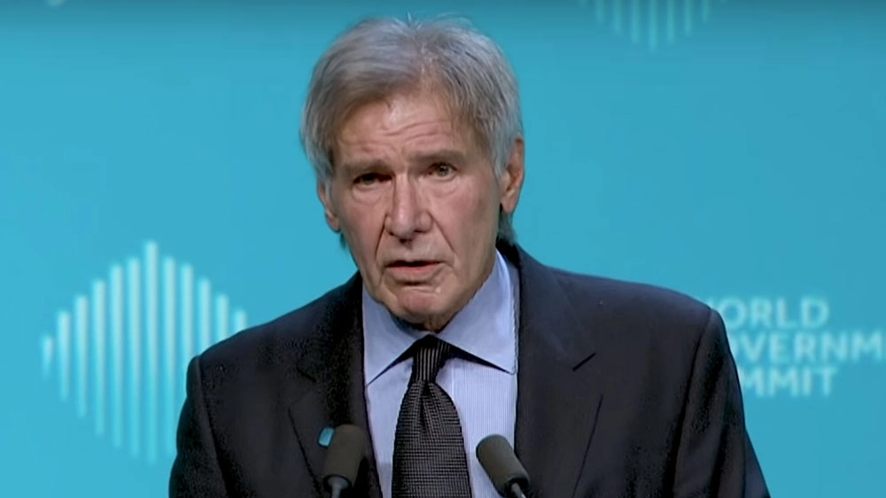 Uno screenshot del discorso di Harrison Ford – Foto: World Government Summit