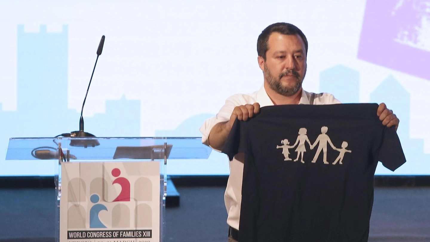 Matteo Salvini al Congresso delle Famiglie (Ansa)