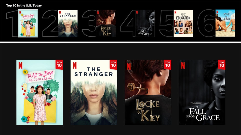Un'ipotesi di visualizzazione delle top 10 - Foto: Netflix