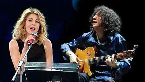 Claudia Gerini e il chitarrista Giandomenico Anellino 
