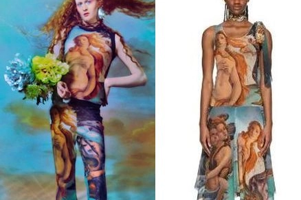 Due modelli di Jean Paul Gaultier con la Venere di Botticelli