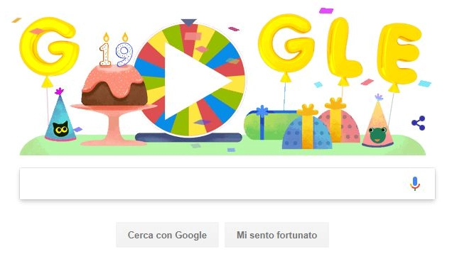 Google compie 19 anni, il doodle con la Ruota della fortuna