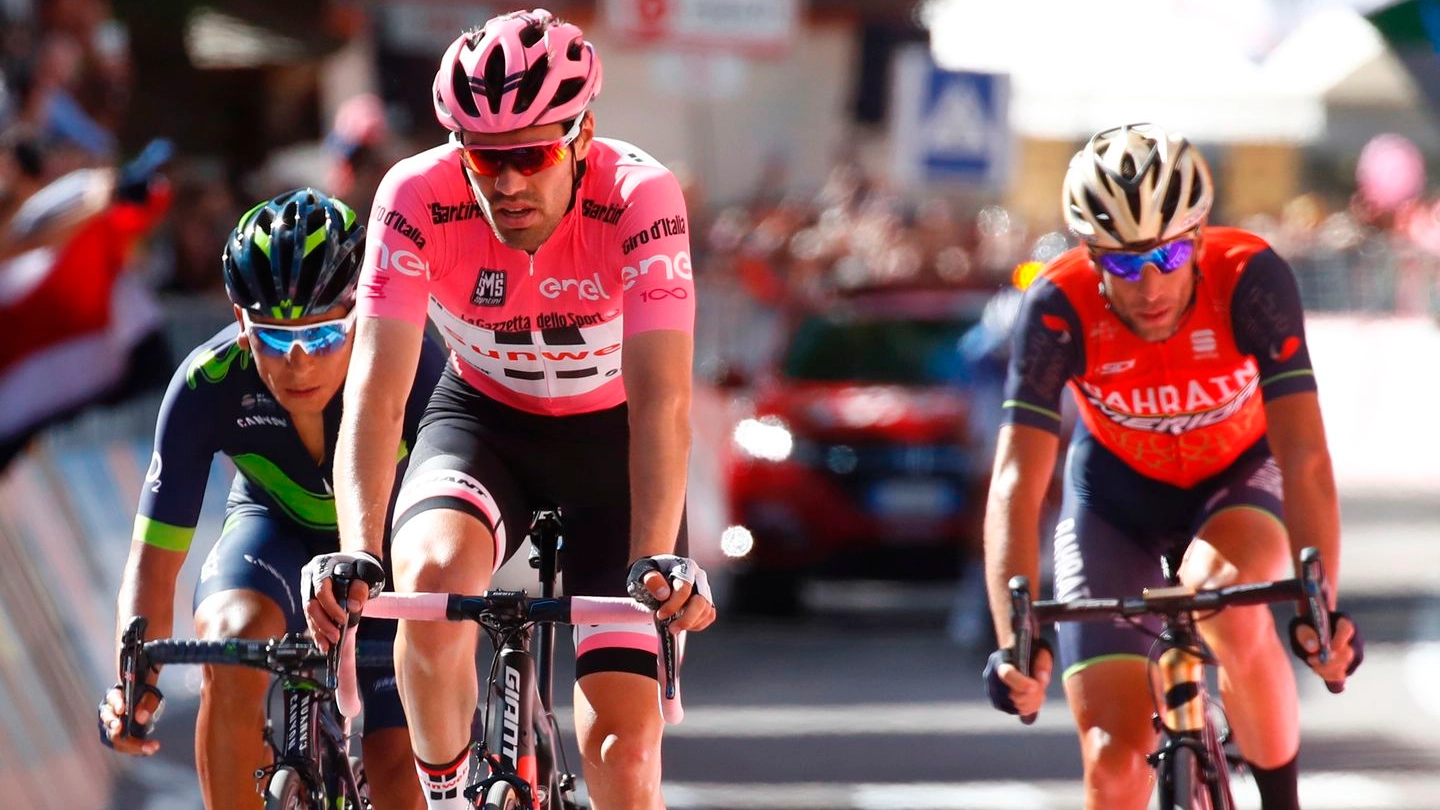 Giro d'Italia 2017: Tom Dumoulin, Nairo Quintana e Vincenzo Nibali (foto Afp)