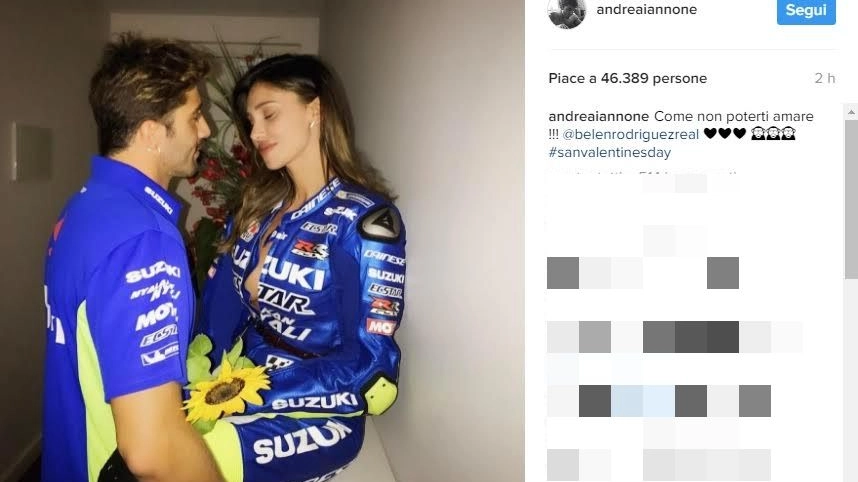 Andrea Iannone e la dedica a Belen Rodriguez su Instagram