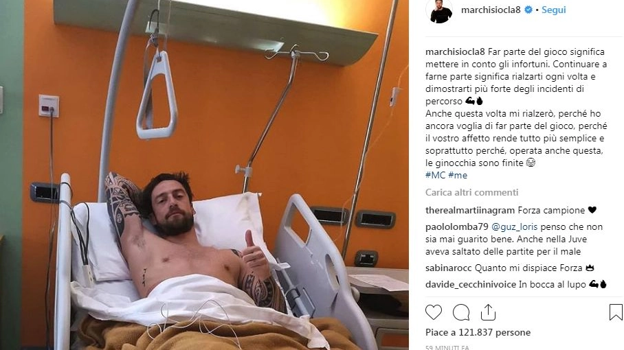 Claudio Marchisio, foto su Instagram dopo l'operazione