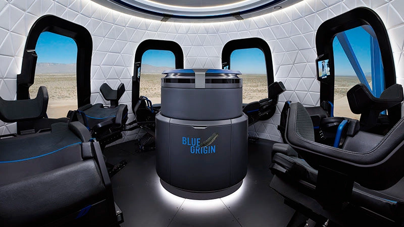 La cabina della capsula spaziale di Blue Origin (Foto: Blue Origin)