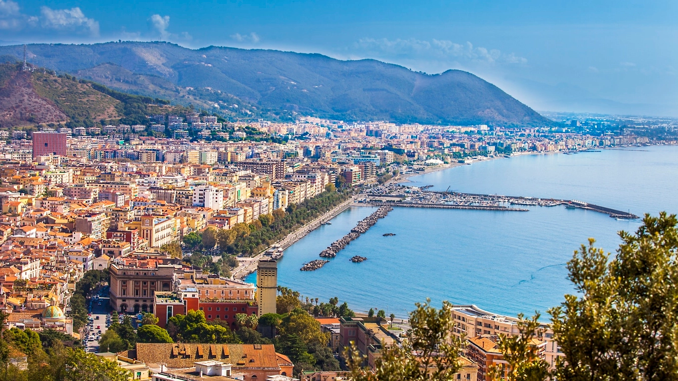 View of Salerno and the Gulf of Salerno Campania Italy