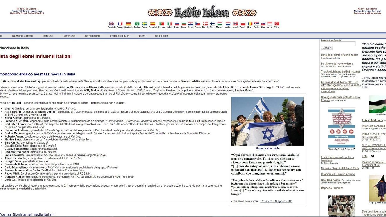 Ebrei, 'black list' su Radio Islam (Ansa)