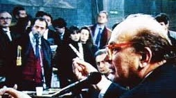Bettino Craxi durante il processo Enimont