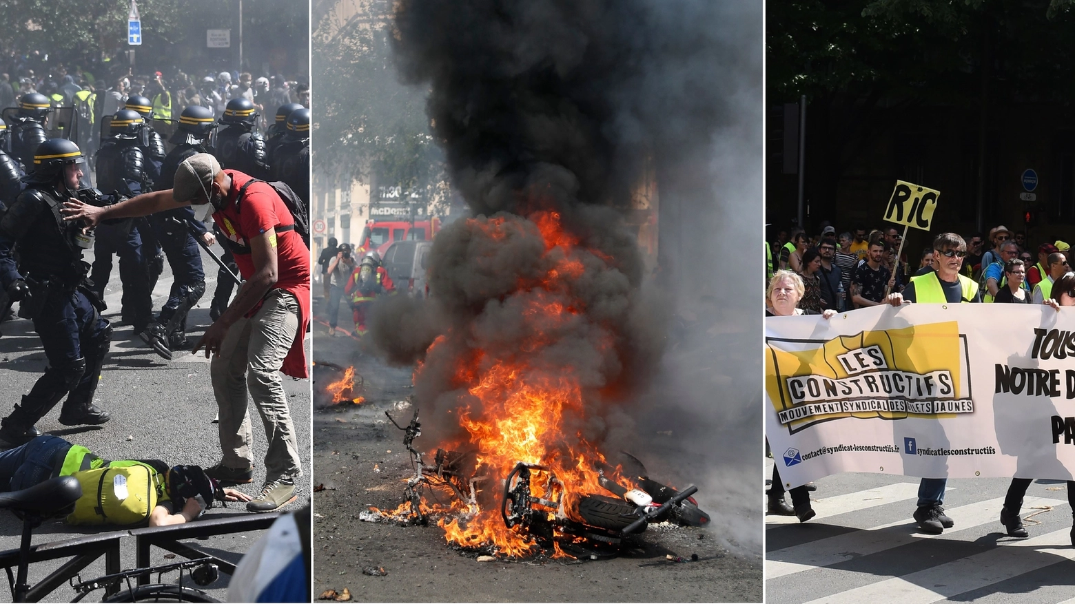 Parigi, scontri alla manifestazione dei Gilet Gialli (LaPresse)