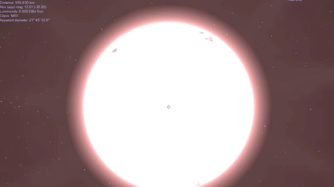 La stella nana rossa Ross 128 (da Celestia di google)