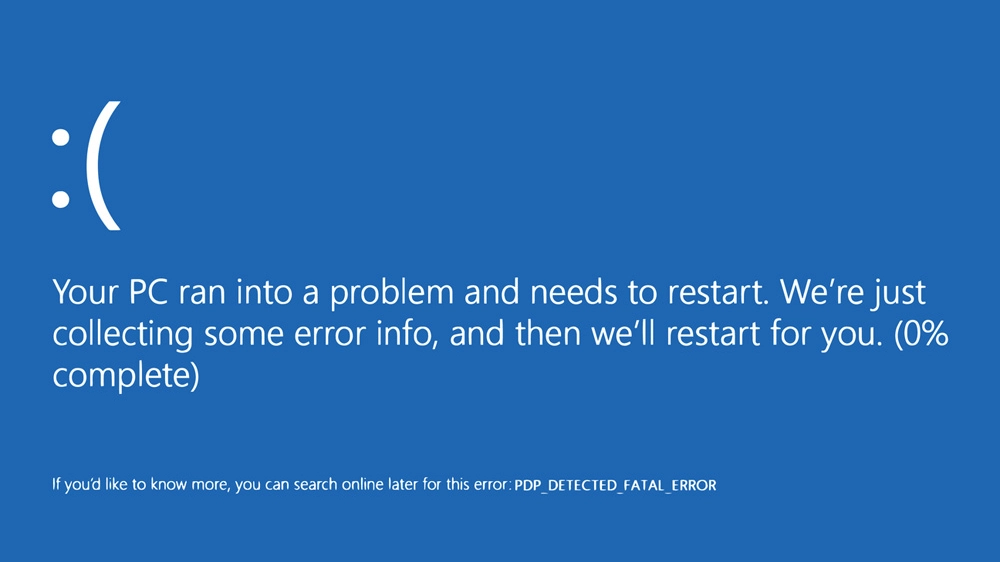 Schermata blu della morte di Windows (una vecchia versione senza QR code)