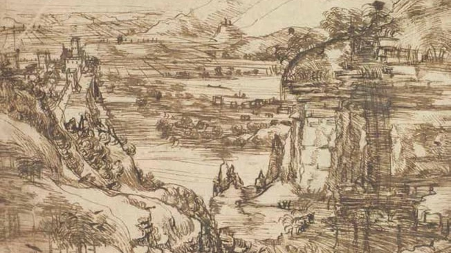 DEL 1473 - Il famoso disegno di Leonardo, il primo da lui realizzato