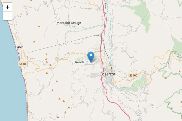 L'epicentro del terremoto nel Cosentino (fonte Ingv)