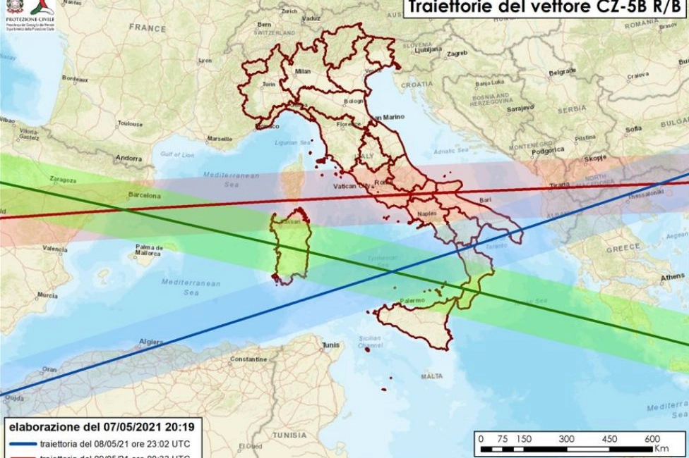 Protezione civile, le traiettorie possibili sull'Italia del razzo cinese