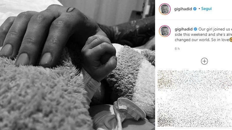 Gigi Hadid e la foto della figlia su Instagram