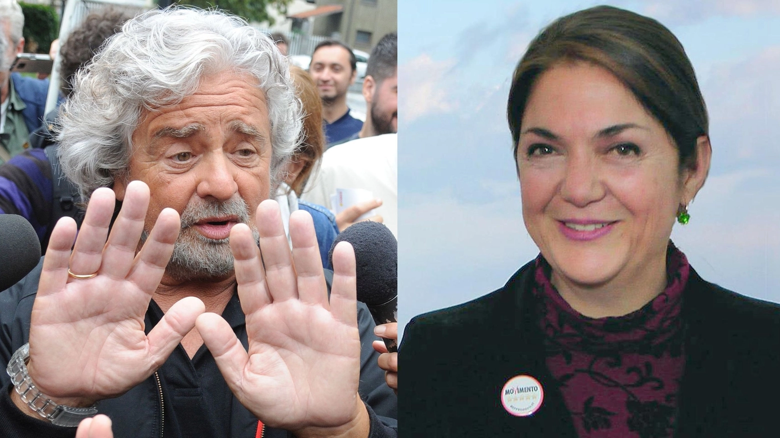 Beppe Grillo e Marika Cassimatis (Newpresse, Ansa)