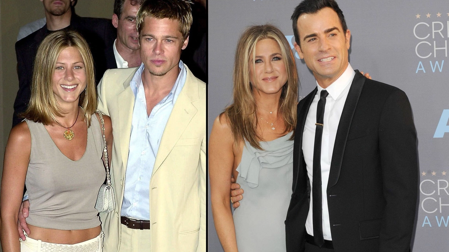 Jennifer Aniston con Brad Pitt e con Justin Theroux: è sempre bellissima