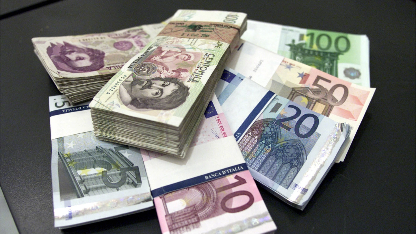 Una mazzetta da centomila lire e degli euro (Ansa)
