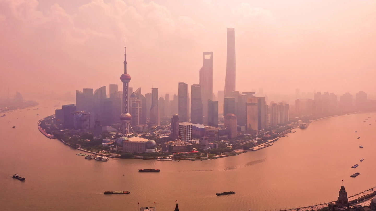Una veduta aerea della città di Shanghai