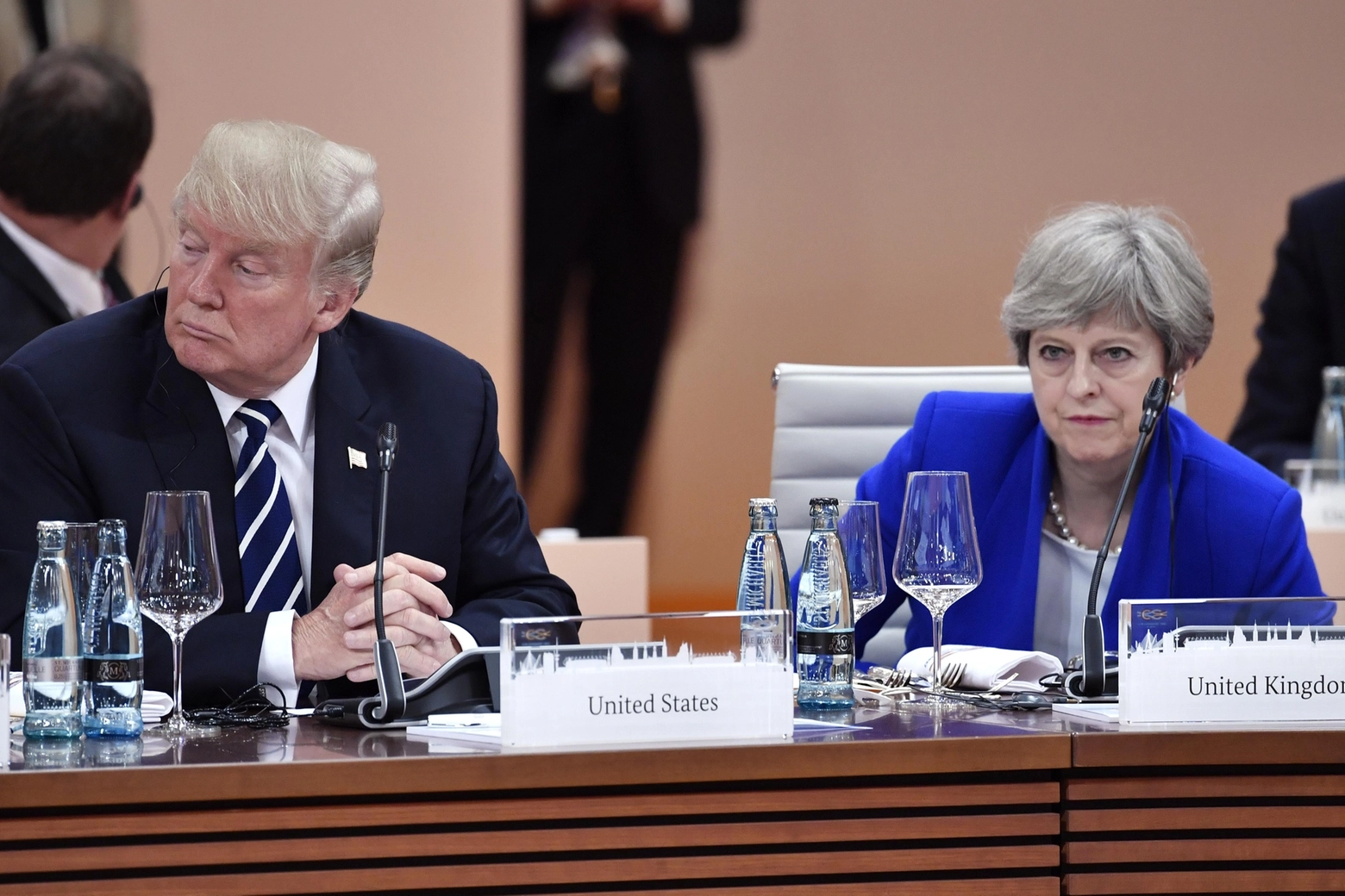Donald Trump e Theresa May al vertice Nato (Ansa)