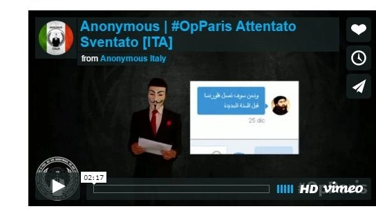 Il video in cui Anonymous svela i dettagli dell'attentato sventato
