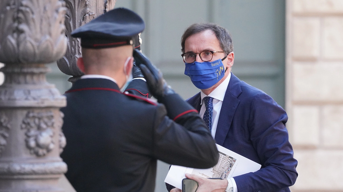 Francesco Boccia con la mascherina entra in Parlamento (ImagoE)
