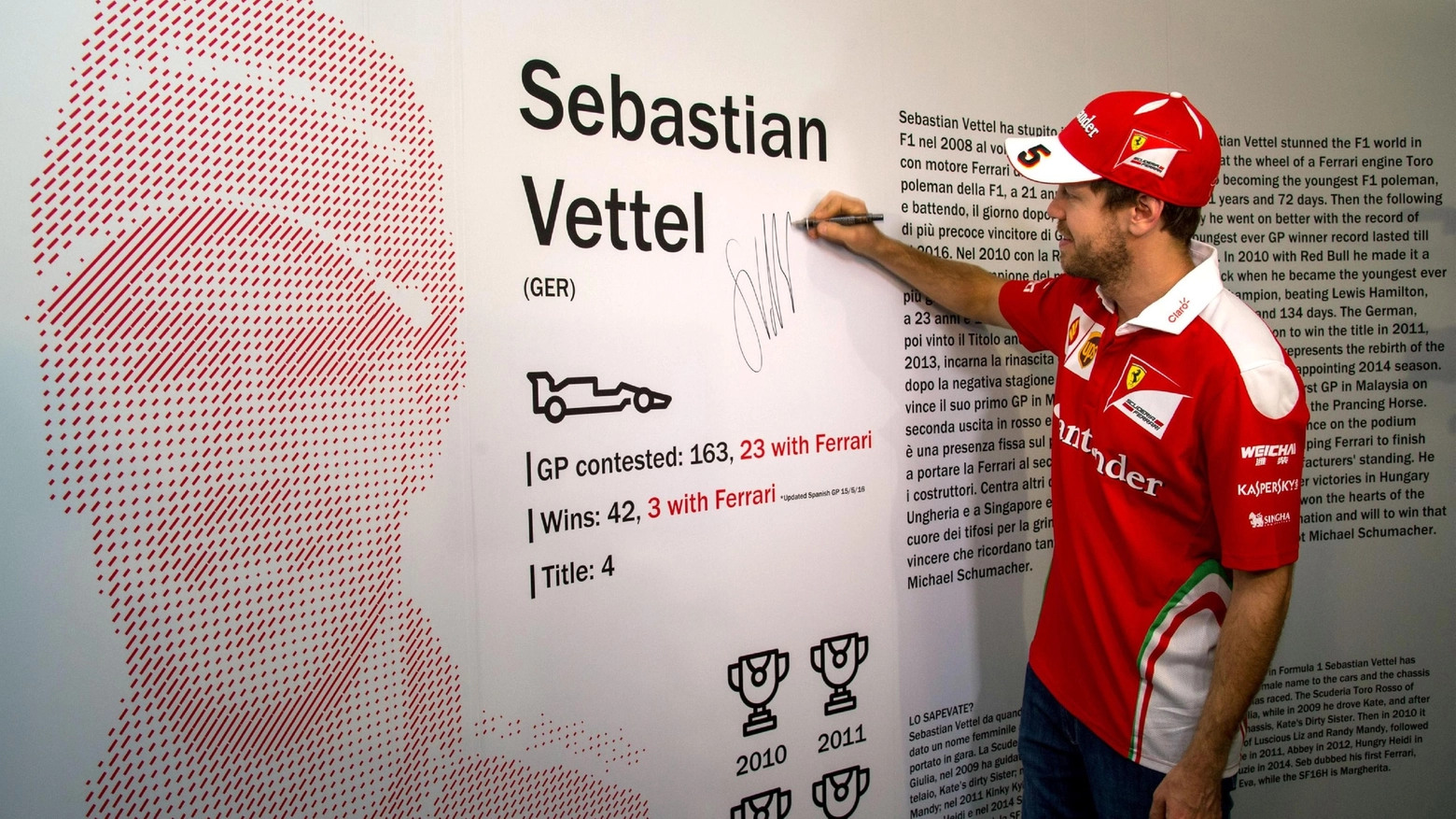 Vettel al Museo Ferrari di Maranello (Ansa)