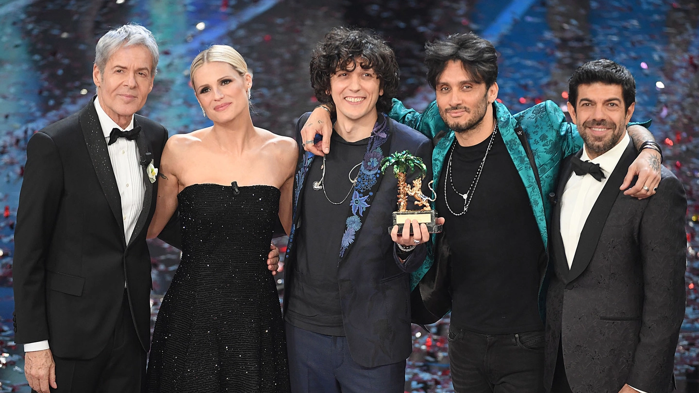 Sanremo 2018, i conduttori e i vincitori (Lapresse)
