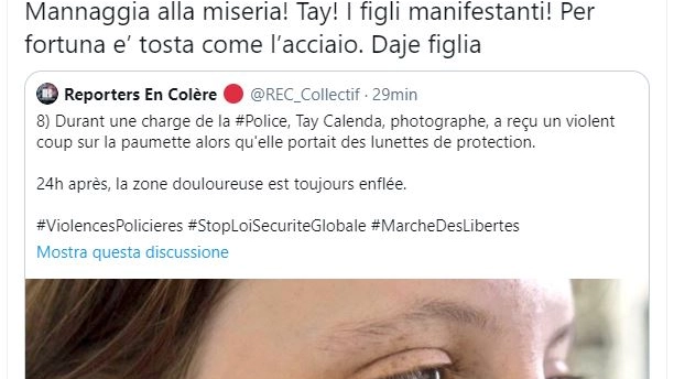 Tay Calenda ferita in piazza in Francia