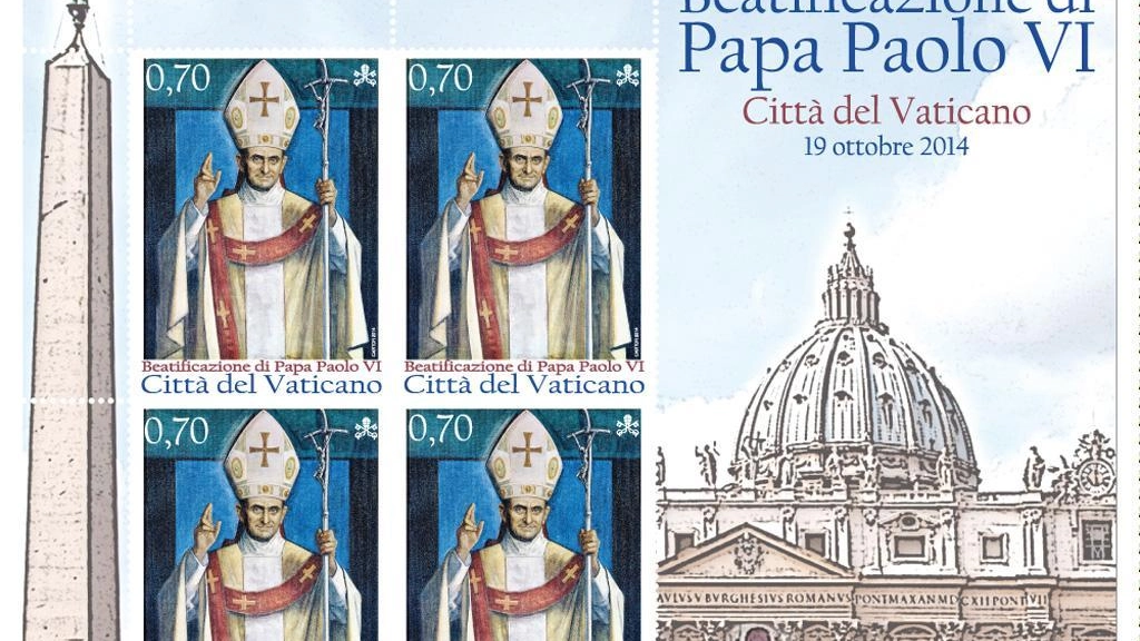 Francobolli per la beatificazione di Paolo VI (Ansa)