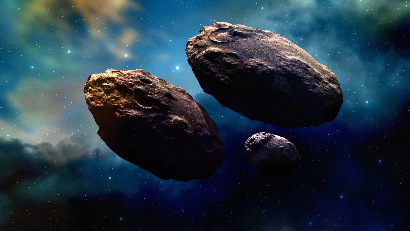 Una illustrazione di asteroidi nello spazio