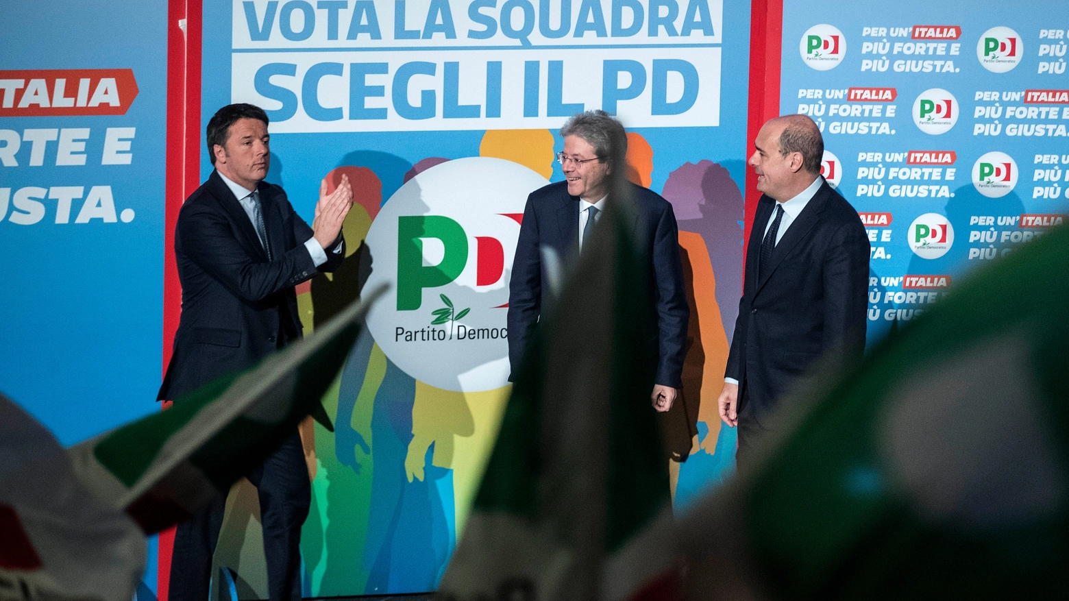 Renzi, Gentiloni e Zingaretti (Lapresse)