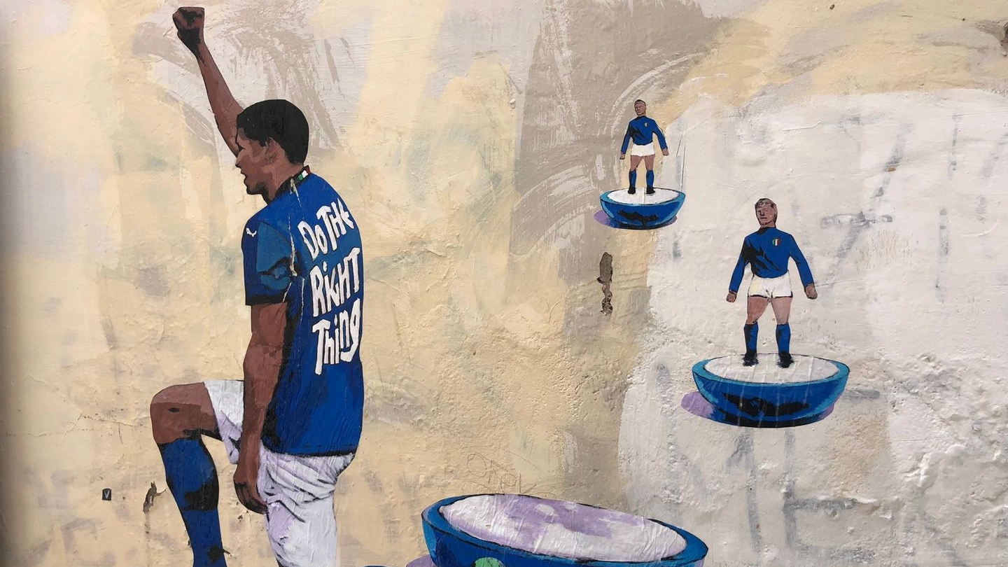 Azzurri in ginocchio, a Roma murale dell'artista Harry Greb (Dire)