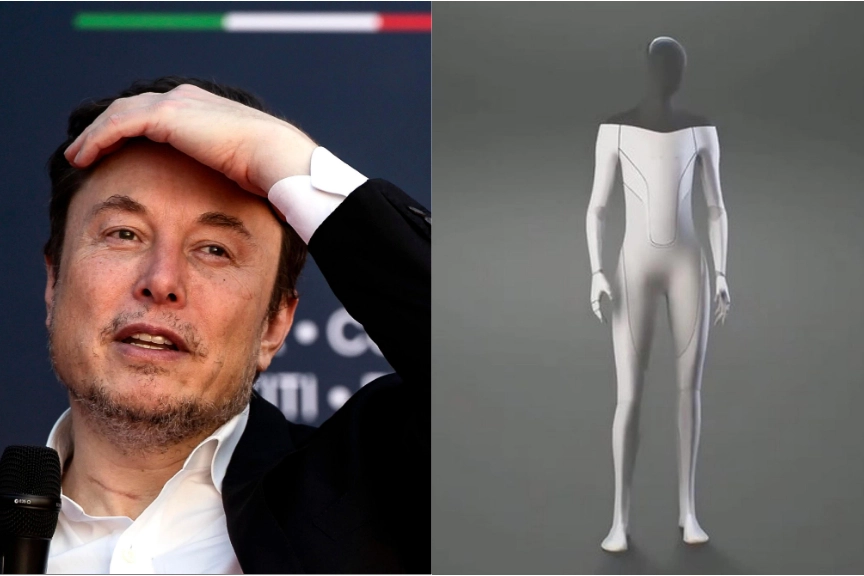 Elon Musk e il prototipo del robot umanoide Optimus