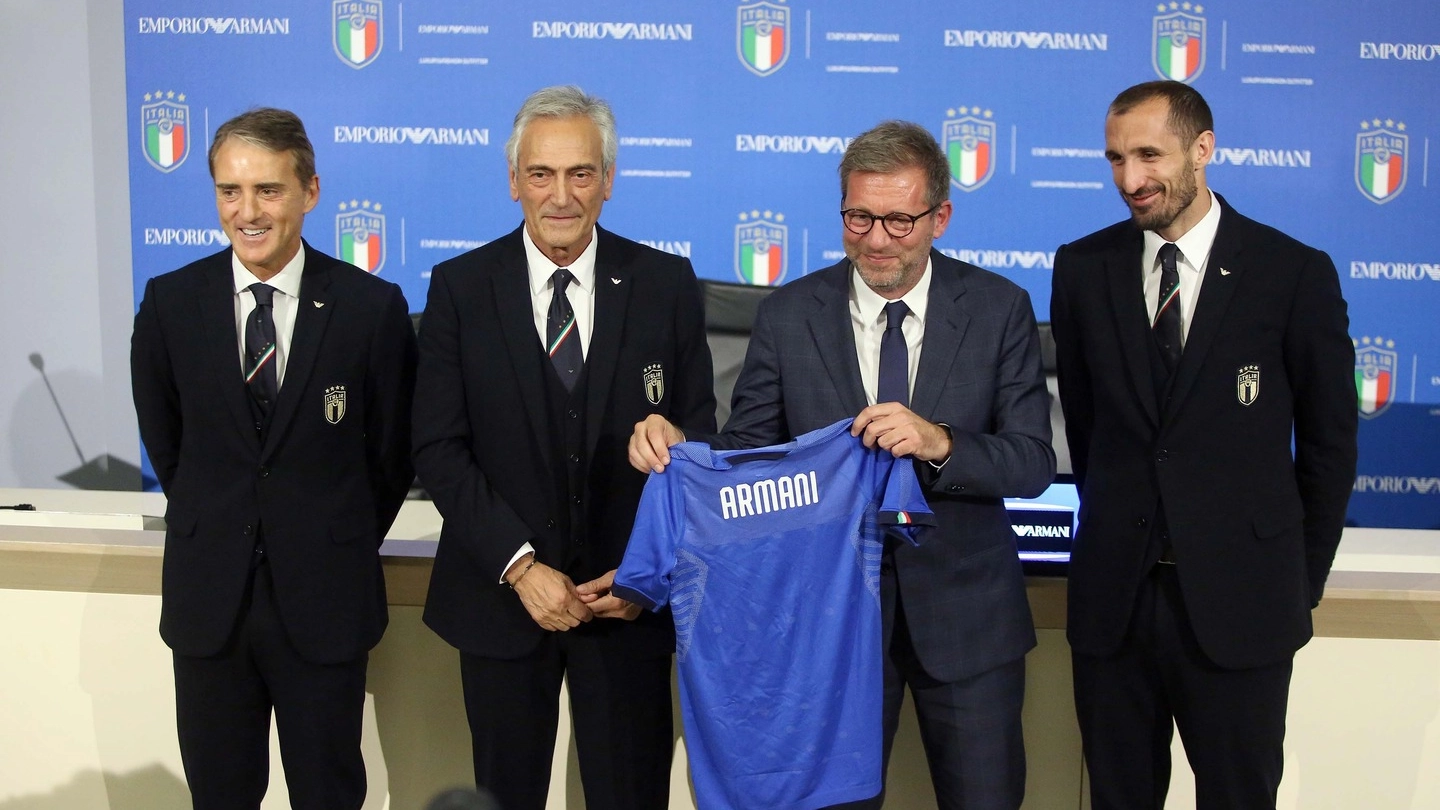 Armani veste la Nazionale italiana. Conferenza stampa a Coverciano (Lapresse)