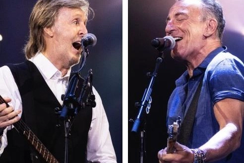 Paul McCartney sul palco con Bruce Springsteen