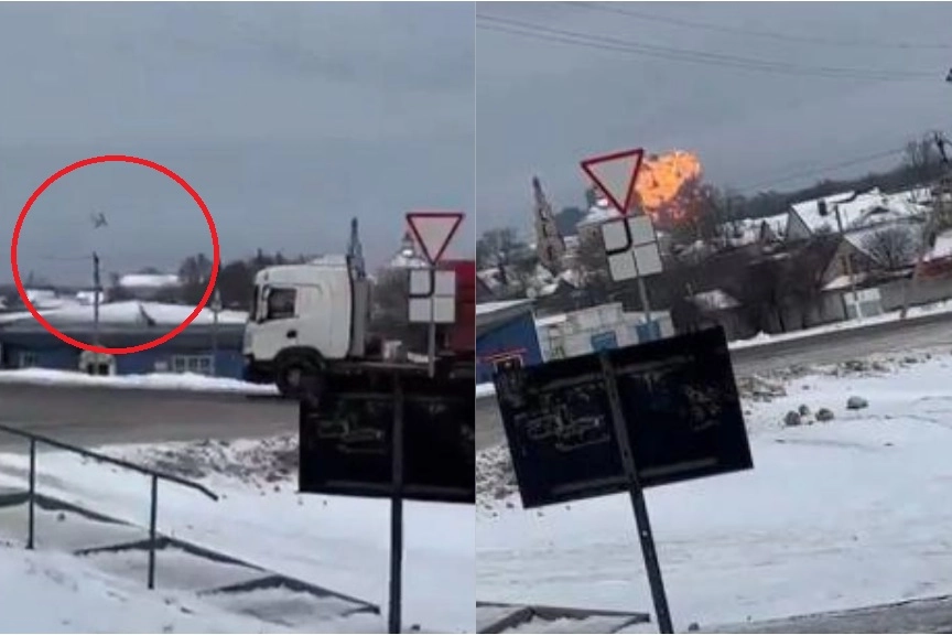 Aereo russo precipita a Belgorod, i frame del video diffuso via social