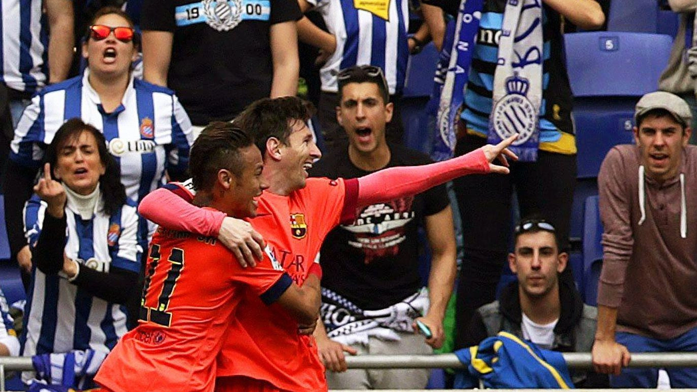Neymar e Messi regalano il derby al Barcellona (Ansa)