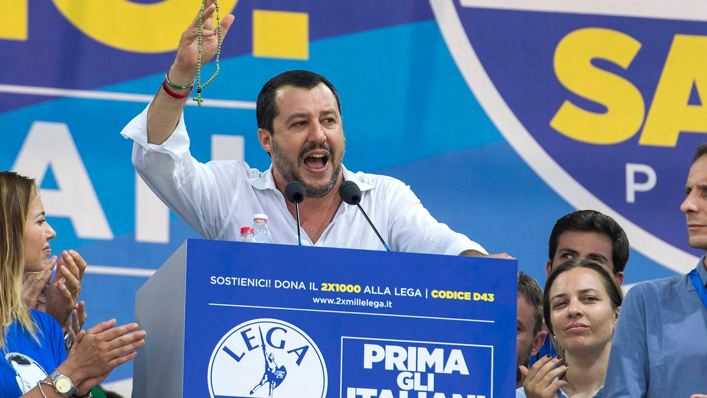 Matteo Salvini a Pontida 2018 (Lapresse)
