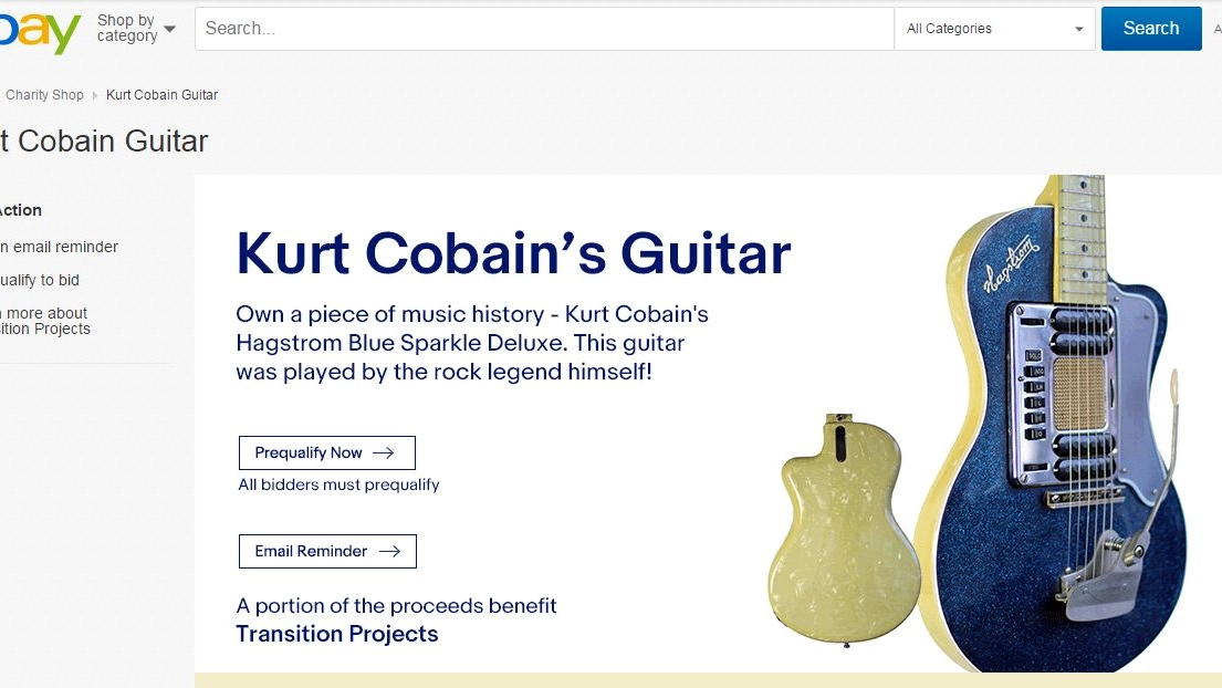 La chitarra di Kurt Cobain all'asta su eBay (eBay)