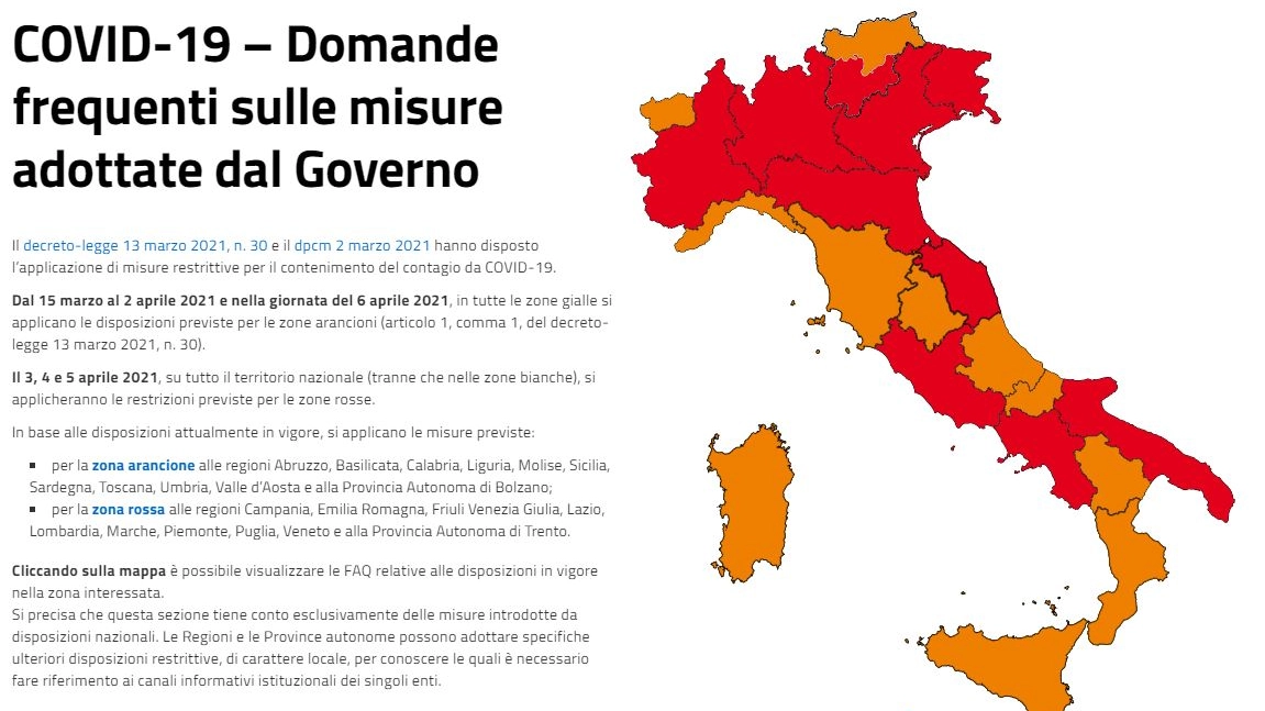 La mappa colorata dell'Italia