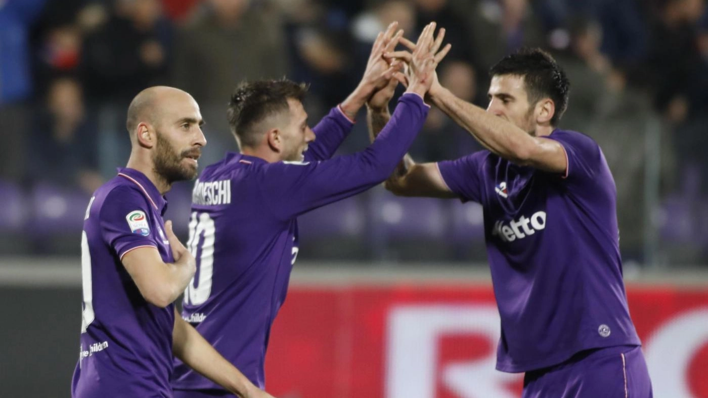 La festa della Fiorentina dopo il gol di Borja Valero 